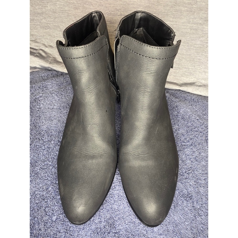 1377 Unionbay Tabby Black Ankle Boots Low Block Heel Side Zip Booties Size 8.5M